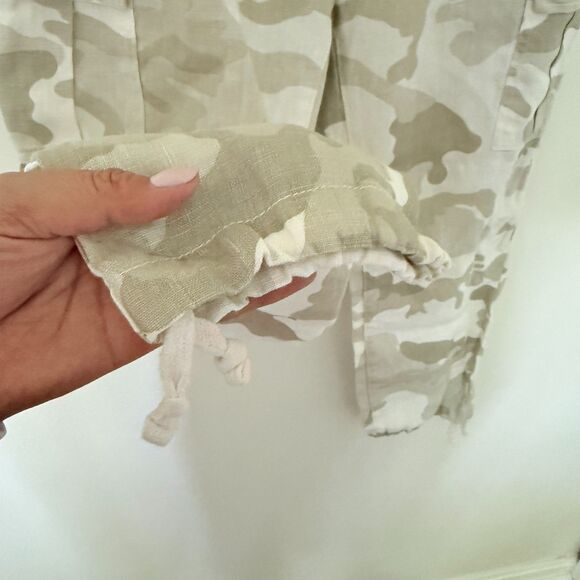 Anthropologie Sanctuary Camo Linen Cargo Pants Stretch Waist Drawstring Sz XS - Picture 9 of 9